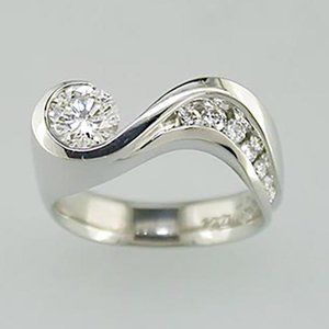 💎925 Silver Plated Unique Design CZ Wedding Ring for Women, MARR9432
